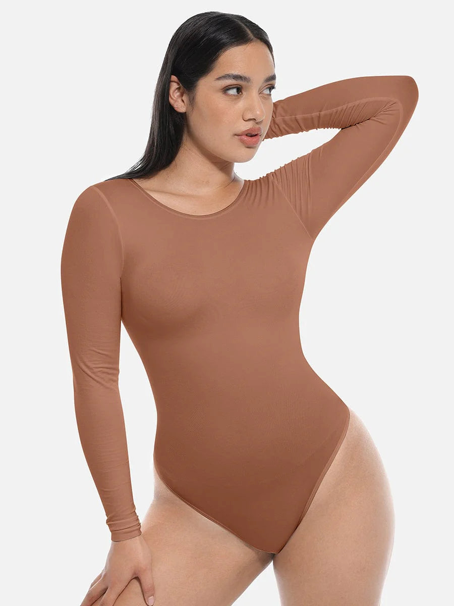 Seamless Bodysuit Long Sleeve Slim Corset Shapewear Bodysuit